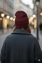 Women's Winter Leather Label Detailed Burgundy Wool Beret - 3