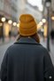 Women's Winter Leather Label Detailed Mustard Wool Beret - 3