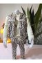 Eid Baby Girl Leopard Print Velvet Piece Set (Snap Fastener Sweatshirt + Velvet Vest + Pants) - 3