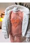 Eid-Themed Baby Girl Three-Piece Set with Coat (Sweatshirt with Snap Fasteners on the Shoulder + Fleece Coats + Pants) - 5