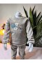Girl's Floral Patterned Winter Three-Piece Set: Embroidered Blouse, Vest, and Pants - 4