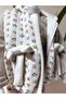 Girl's Floral Patterned Winter Three-Piece Set: Embroidered Blouse, Vest, and Pants - 8