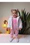 Eid-Themed Baby Girl Three-Piece Set with Coat (Sweatshirt with Snap Fasteners on the Shoulder + Fleece Coats + Pants)