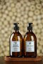 2-Pack Amber Glass Liquid Soap Dispenser with Wooden Stand Dishwashing Liquid Bottle Soap Dispenser - 3
