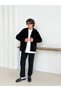 Unisex Black Plush Fleece Cardigan - 2