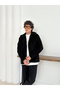 Unisex Black Plush Fleece Cardigan - 3
