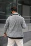 Unisex Gray Plush Fleece Cardigan - 3