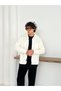 Unisex White Plush Fleece Cardigan - 2