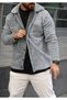 Unisex Gray Plush Fleece Cardigan - 4