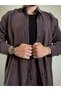Dark Plum Ares Men's Linen Bottom Top Suit Summer Shirt and Pants Set Breathable Fabric - 6