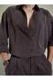 Dark Plum Ares Men's Linen Bottom Top Suit Summer Shirt and Pants Set Breathable Fabric - 4