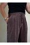 Dark Plum Ares Men's Linen Bottom Top Suit Summer Shirt and Pants Set Breathable Fabric - 5