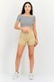 Women Solid Basic Shorts, Beige - 4