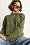 Women's Green Soft Textured Floral Pattern Embroidered Knitwear Sweater 251085 60284089 - 4