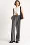 Women's Anthracite Elastic Waist Ribbed Plazzo Fabric Trousers with Pocket Detail 518 60283535