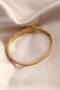 Gold Color Leaf Model Zircon Stone Detail Handcuff Women's Bracelet - 2
