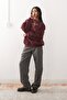 Women's Oversize Sweatshirt Be Hot Printed Burgundy – Crew Neck, 3 Thread Rastering - 5