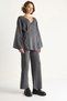 Women's Anthracite Double Breasted Knitwear Blouse & High Waist Trousers Set N7206 60283545