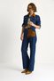 Women's Navy Blue Velvet Collar Jacket Color Block Wide Leg Trousers Denim Suit 6087 60283532 - 4