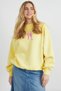 Women's Oversize Sweatshirt with Ribbon Print in Yellow – Crew Neck, 3 Thread Ribbons - 3