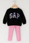 Girl's Suit with Floral Printed Leggings 1637 Lila - 3