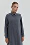 Eyelet Detailed Shirt Collar Tunic Gray - 3