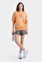 Women's Oversize Sweatshirt with Ribbon Print in Orange – Crew Neck, 3 Thread Ribs - 3