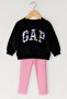 Girl's Suit with Floral Printed Leggings 1637 Lila - 5