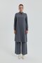Eyelet Detailed Shirt Collar Tunic Gray