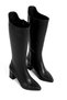 Alive Women's Genuine Leather Zippered Stitching Detailed Heeled Boots B4150-Black - 3