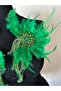 Special Green Bird Feather Beaded Stone Double-Sided Applique (Sold in Pairs.) - 3