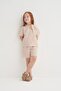 Unisex Children's Knitted Waffle Set Brown Striped - 5
