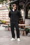 Black Hooded Relaxed Fit Men's Tracksuit Set E7330 - 2