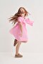 Girl's Poplin Dress with Ribbon Pink - 7