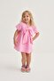 Girl's Poplin Dress with Ribbon Pink - 5
