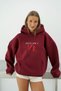 Women's Oversized Hoodie Hot & Printed Burgundy – Hooded , 3 Thread Count Fleece-Lined Fleece