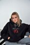Women's Oversized Hoodie Hot & Printed Black – Hooded , 3 Thread Count Fleece-Lined Fleece