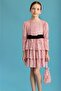 Pink Sequin Layered Girl's Dress - Liona