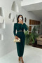 women's waist cut-out buckle detail long-sleeve dress NBMY3655 - 2