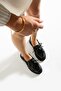 Bernard Black Leather Flat Sole Lace-Up Women's Flat Shoes - 2