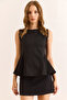 Women's Black Pencil Steel Mesh Bell Blouse Blz-19003113