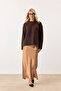 Shilsee Women's Bearded Yumoş Basic Sweater Brown - 4