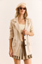 Women's Stone Lined Buttoned Flap Pocket Suede Blazer Jacket Ckt-19000466 - 5