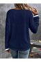 Women's V-Neck Stripe Detailed Waffle Blouse - 4