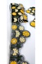 YELLOW FLOWER EMBROIDERED EMBROIDERY STRIP ON BLACK TULE - 5