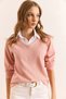 Women's Rosewood Shirt Collar Detail Brioche Knit Blouse BLZ-19002777 - 4