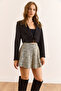 Women's Black Lined Lace-Up Detailed Crop Blazer Jacket Ckt-19000464 - 6