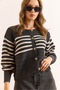 Women's Anthracite Stripe Detailed Buttoned Knitwear Cardigan Hrk-19000402 - 4