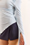 Women's Baby Blue Boat Neck Cuff Slit Soft Touch Blouse Blz-19003112 - 5