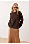 Shilsee Women's Bearded Yumoş Basic Sweater Brown